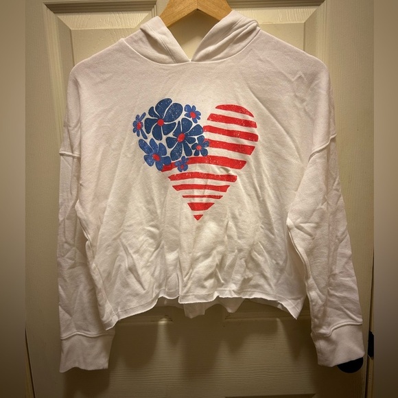 Old Navy Other - Old Navy Girls XL (14-16) Patriotic Long Sleeve Cropped Hoodie Tee NWT!!